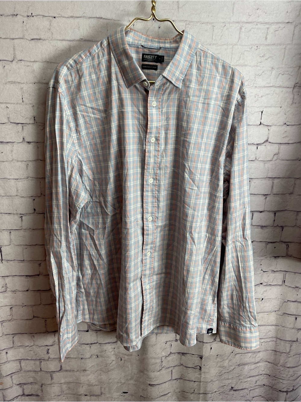 Faherty size XL the movement mens shirt light blue long sleeve button down